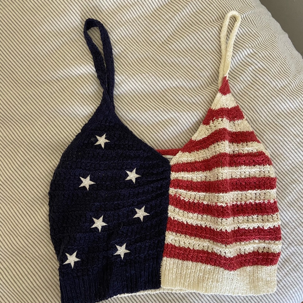 A&E Crochet American Flag Cropped Tank